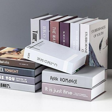 仿真書道具書書假書新屋樣品屋樣品書書櫃裝飾書北歐風英文一套10本隨機出貨現代風格 99購物節