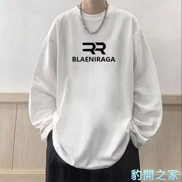 【豹開之家】M-8XL男生長袖T恤 大尺碼內搭打底衫 休閒寬鬆百搭圓領長袖上衣 印花T恤 薄款大學T 男生衣服C1051
