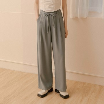 QUEENSHOP_ S 女裝 質感綁帶設計素面西裝長褲-藍 S/M/L 現+預 【04030447】