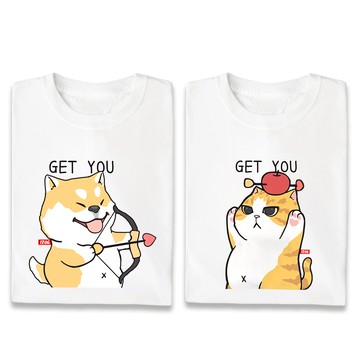 JZ TEE 貓咪&柴犬-GET YOU 印花短袖T恤