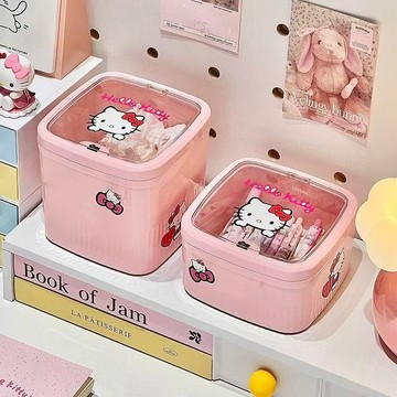 kitty收納盒 桌面收納盒 髮圈飾品收納整理盒 桌面垃圾桶 儲存筒 可愛收納盒