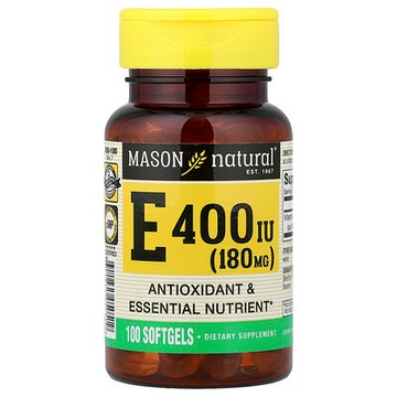Mason Natural, 維生素 E，180 毫克（400 國際單位），100 粒軟凝膠