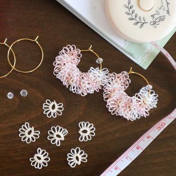 Tatting Lace 耳環 【Millefeuille】Cotton Candy