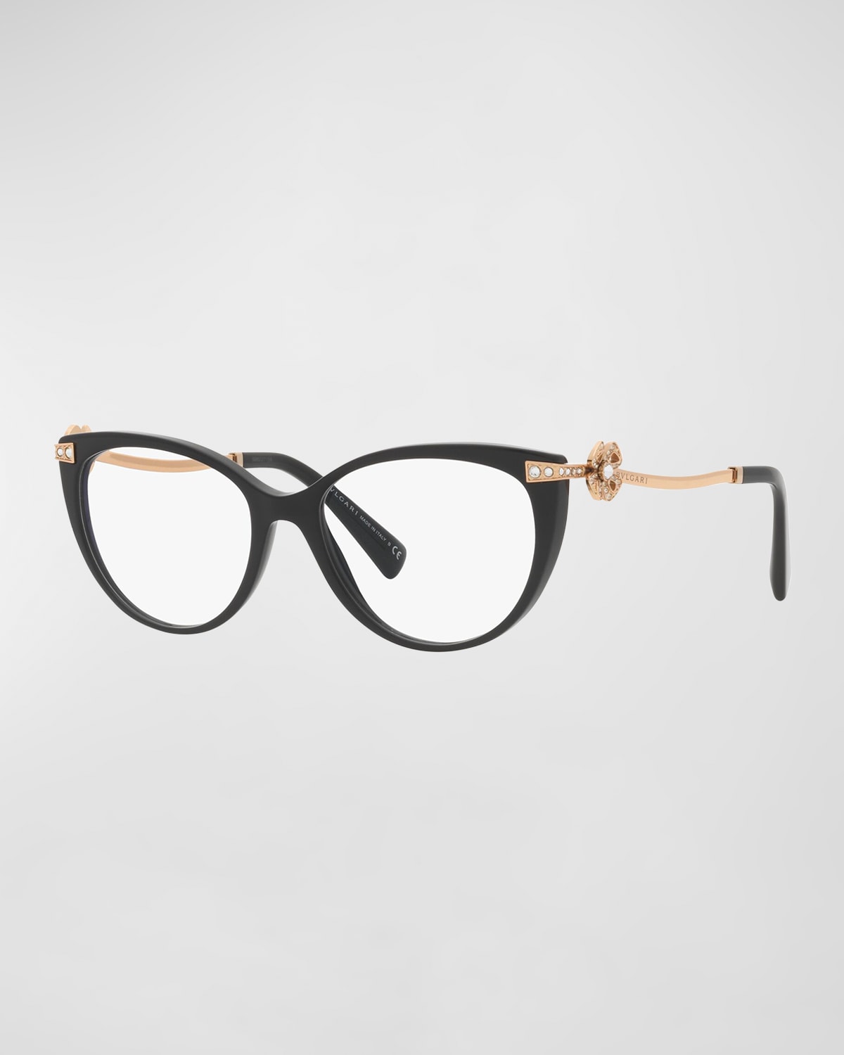 Embellished Metal & Acetate Cat-Eye Optical Glasses