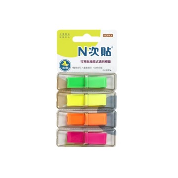 【N次貼】66017 抽取式可再貼標籤 45x12mm 螢光4色 160張/4條/卡