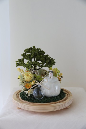 【設計款花盅】沈浸式抹茶樹 客製化永生花 骨灰罐 寵物骨灰花盅