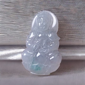 冰種飄花翡翠觀音菩薩 | 天然緬甸玉A貨翡翠 | 送禮