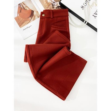 軟糯親膚羊毛呢褲子女秋冬闊腿褲2026新款高腰爆款加厚小個子直筒