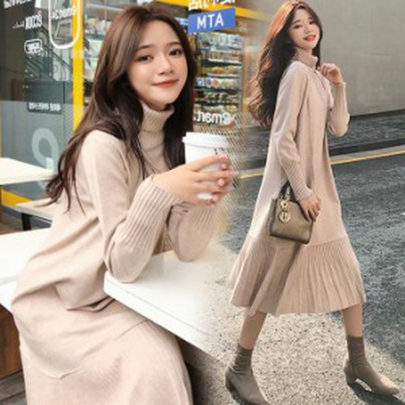 マタニティ ワンピース タートルネック プリーツスカート丈 セーターロングワンピース ひざ下丈 秋 冬 オータム スプリング あったか 防 通販 Lineポイント最大1 0 Get Lineショッピング