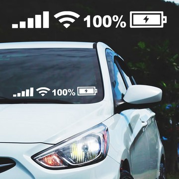 WIFI電量滿格汽車貼紙 26cm 車用貼紙 防水車貼 後檔貼紙 創意車貼 趣味車貼 車貼【CW0319】普特汽車精品