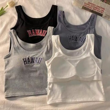 Brandy BM美式趙露思同款無袖上衣bm內搭外穿帶胸墊吊帶背心女夏