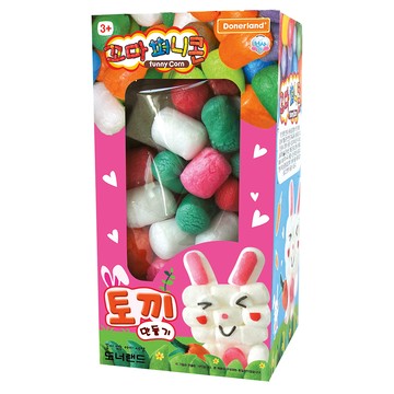 韓國 Donerland - 魔法迷您玉米黏土-兔子-工具刀*1+吸水海棉墊*1+盒裝背面附有教學說明