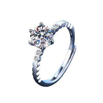 現貨+預購 莫桑石戒指925純銀開口戒-1ct歸巢的愛可調節情人節生日聖誕節禮物女飾品74an40【獨家進口】【米蘭精品】