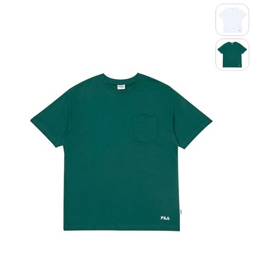 【FILA】男性 短袖 純棉圓領T恤-綠色 1TEZ-1808-GN