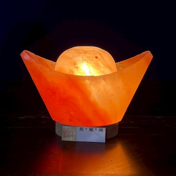 ¤臻藏館¤天然玫瑰【金元寶】鹽燈 喜馬拉雅山玫瑰鹽燈 財運燈 光明燈 淨化燈 補滿正能量 大發利市 開財運好財緣