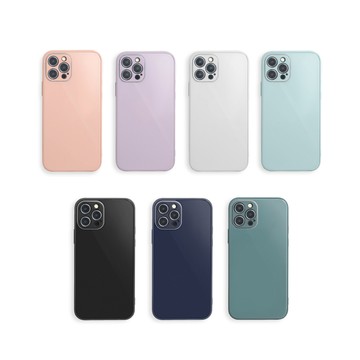 iPhone 13 殼 雅緻銀框 ! 液態矽膠玻璃殼 iPhone 13 手機殼 i13 保護殼 軟邊硬殼 /藏青