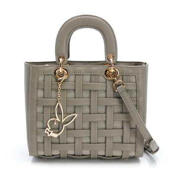 PLAYBOY-手提包附長背帶 方格系列 -灰色(551-2601-05-7)