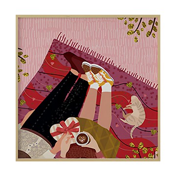 BOLUO GALLERY 菠蘿選畫所 此刻相依偎 APLS6629G  60 x 60cm  金色