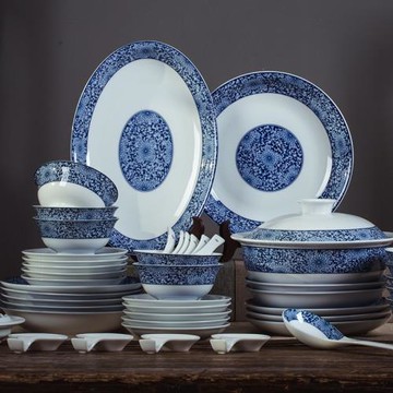 景德鎮餐具套裝家用組合碗盤輕奢中式陶瓷碗創意高白瓷碗盤碟套裝