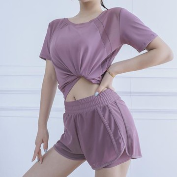 運動套裝女薄款健身服網紅時尚寬松速干衣健身房瑜伽短袖跑步夏季