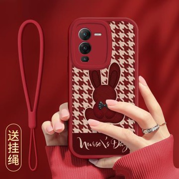 印花兔子適用vivos17手機殼新款女s12時尚s15本命pro新年款s10e軟硅膠s16創意s9e紅色s7防摔套s7e情侶s5高級
