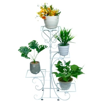 京太陽 雕花方形花架 4層 簡約風格 金屬材質  白色