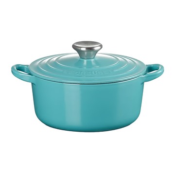 LE CREUSET 圓鐵鍋 鋼頭 2.9kg 1.8L  1個  土耳其藍  18cm