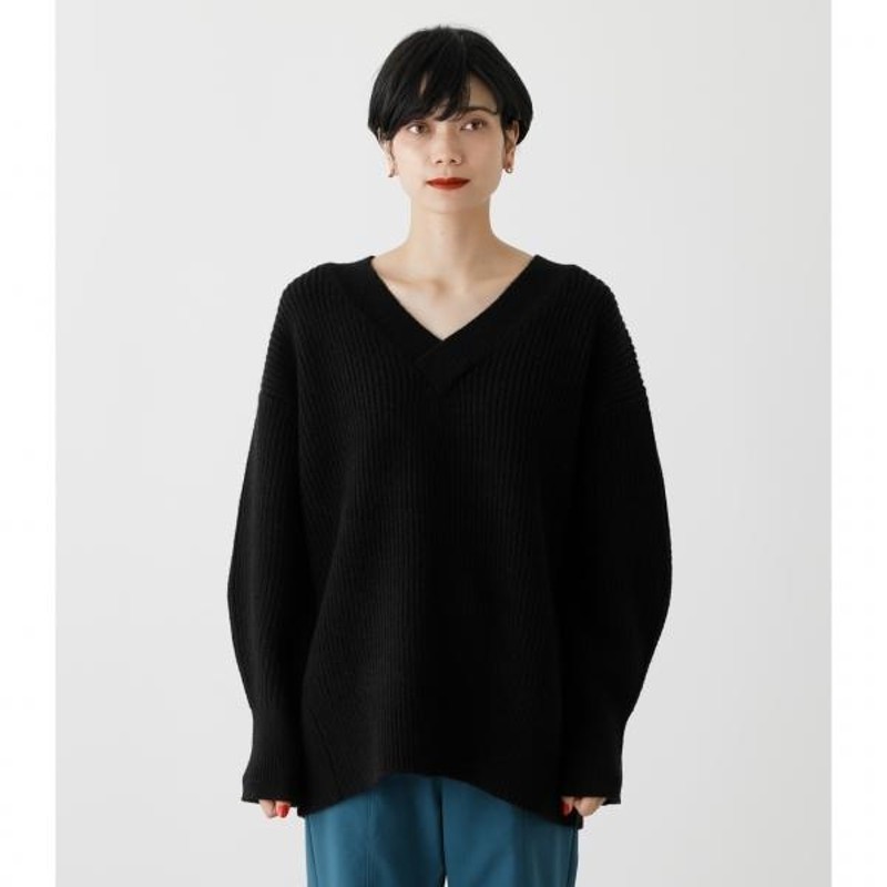 WIDE RIB V/N KNIT/ワイドリブVネックニット /レディース/トップス