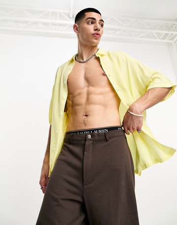 ASOS DESIGN boxy oversized viscose shirt in lemon-Yellow