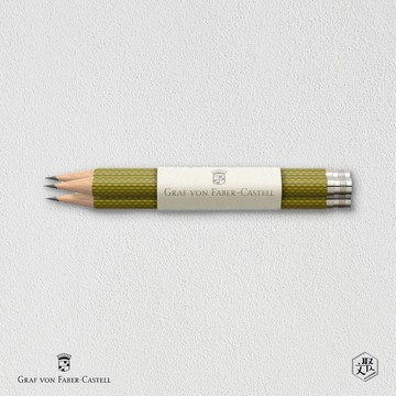 【Graf von Faber-Castell】補充用繩紋完美鉛筆3入-橄欖綠(原廠正貨)
