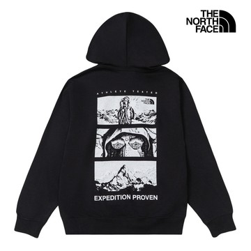 The North Face北面男女款黑色背面大尺寸印花長袖帽T｜8KDTJK3