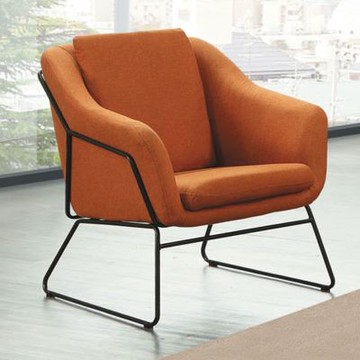 文創集 艾悠橘色亞麻布單人休閒沙發椅-68x80x77-cm免組