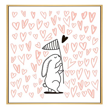 Bunny love Catch you 壁畫 PS環保樹脂框 油畫布  40 x 40cm  木框