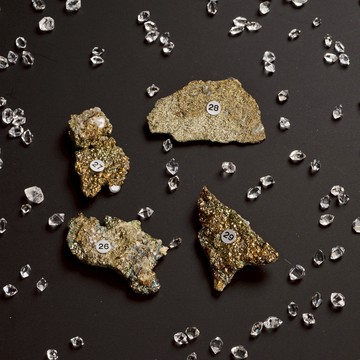 葡萄牙新礦種｜彩虹鐵礦 菱鐵礦與黃鐵礦共生 天然原礦 空間藝術擺件  S25BS16-026、027、028、029