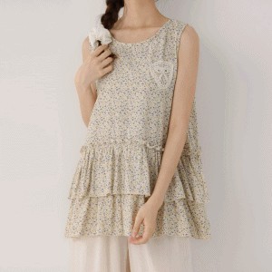 【巴黎精品】現貨+預購 無袖背心內搭馬甲-碎花木耳邊寬鬆傘形女上衣3色a1ja60