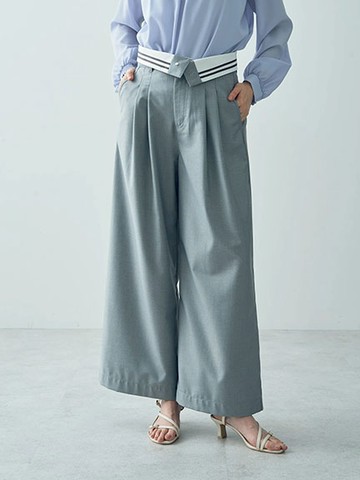 2WAY兩穿腰反摺造型寬褲(7C41L0F0200) - YECCA VECCA