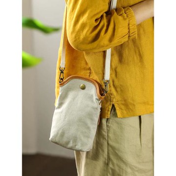 小生有米文藝復古帆布斜挎手機包女原創小眾單肩輕便休閑迷你小包