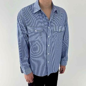 正韓男裝 條紋長袖襯衫ONP1030-創翊韓都
