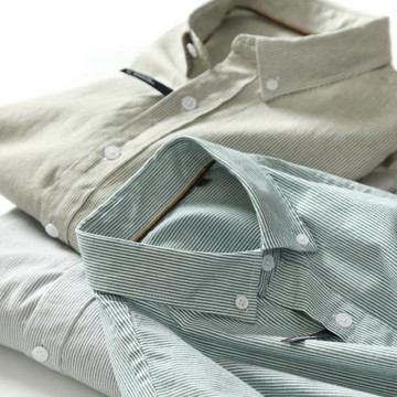 高支精梳棉！出口外貿尾單剪標男裝純棉細條紋長袖襯衫男士襯衣