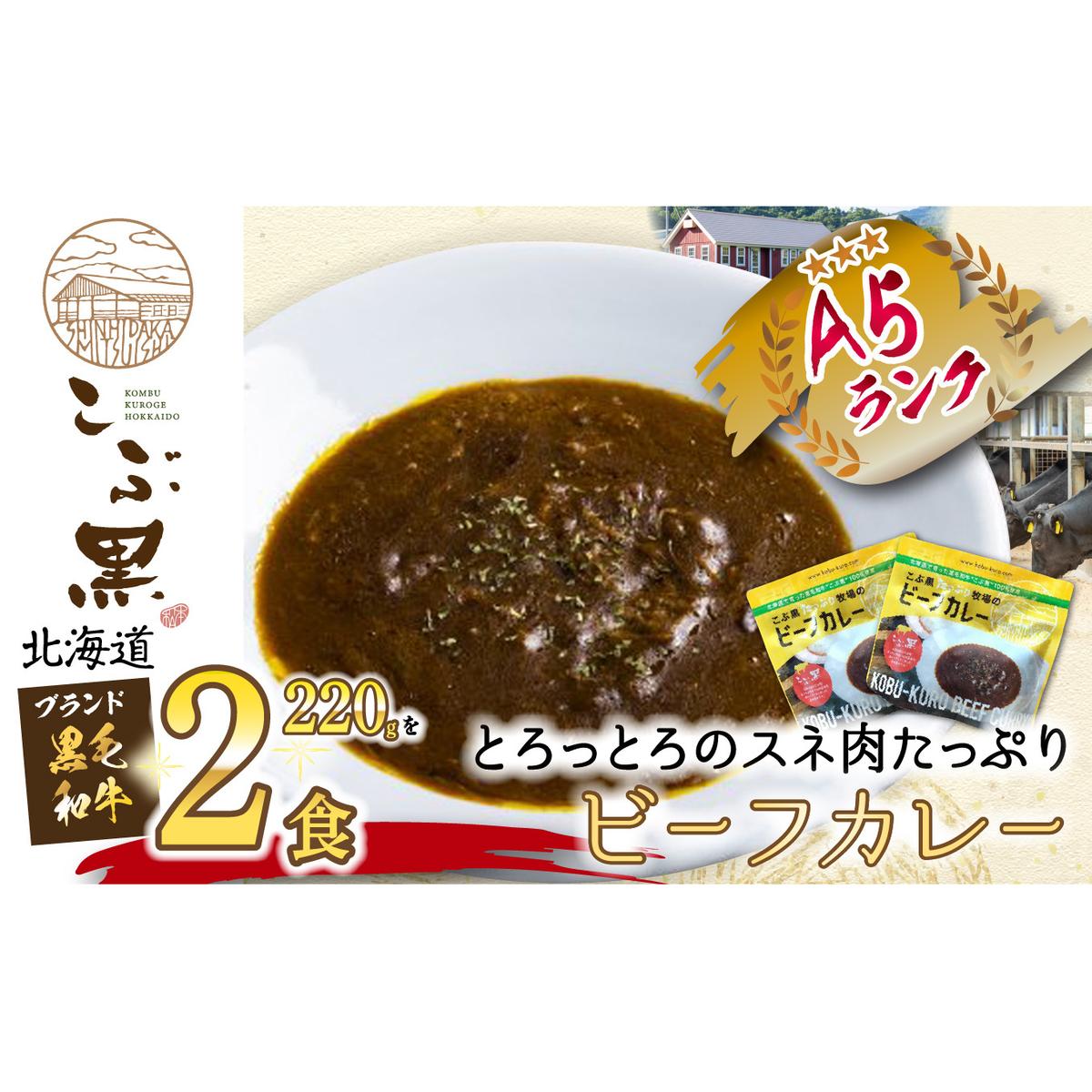 北海道産 黒毛和牛 こぶ黒 A5 ビーフカレー 220g × 2パック