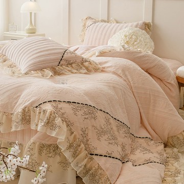 法式雕花牛奶絨床蓋四件套加厚蕾絲法蘭絨床罩雙面絨床上床單被套