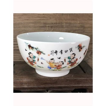 清倉陶瓷5英寸米飯碗羅漢碗中式復古加厚白瓷碗釉上彩家用