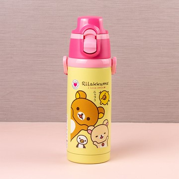 日本進口懶懶熊不鏽鋼彈跳直飲保冷水壺 500ml 不可放入熱飲
