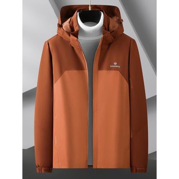 高端大碼男士戶外休閑夾克春秋季薄款寬松肥佬胖子連帽外套防風衣