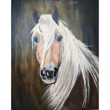 白鬃馬動物肖像原創藝術手繪 作者 RinaArtSK