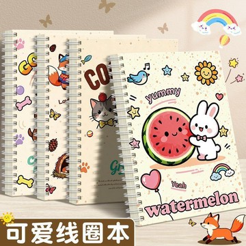 臺灣現/🎀筆記本 記事本伊卡a5簡約線圈ins文藝厚學生筆記本作業本記事本日記本橫線本