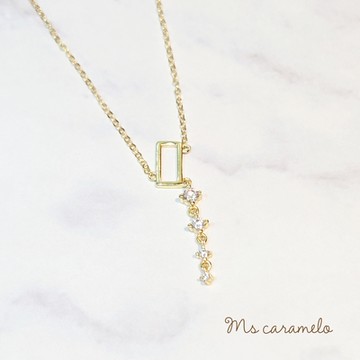 【焦糖小姐 Ms caramelo】925純銀鍍K黃 幾何鏤空鋯石項鍊