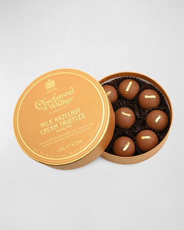 Milk Hazelnut Cream Truffles with Edible Gold Leaf