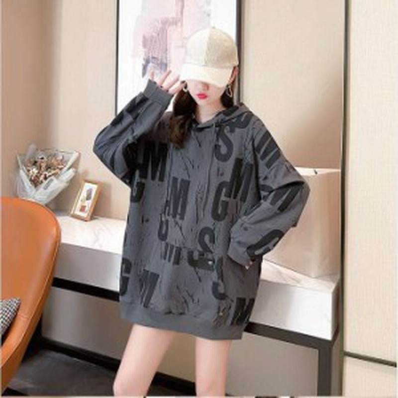 月初sale 予約商品 大きいサイズ レディース 英字 総柄 パーカー ビッグ トップス スウェット オーバーサイズ 韓国ファッション 通販 Lineポイント最大1 0 Get Lineショッピング
