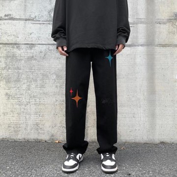 牛仔褲男寬松直筒休閑長褲春秋ins潮牌高街褲美式運動褲男士褲子